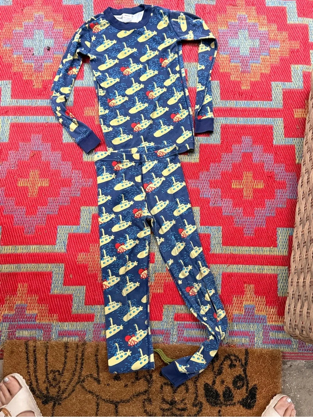 Mini Boden Kids Navy Submarine Print Leggings